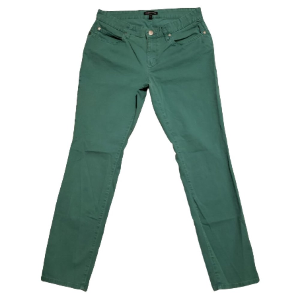 Eileen Fisher Jeans Green Women's 4 Tapered Leg Stretch Classic Modest Trendy